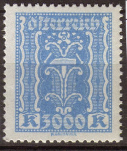 Autriche 1923 Industrie 3000k bleu. N**. P296