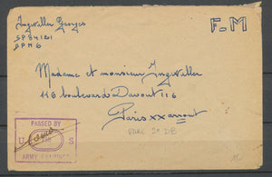 Enveloppe en FM de la 2ème DB avec censure US Rare P2972
