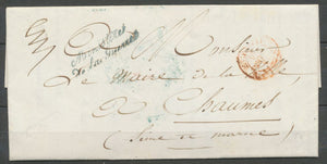 1846 Lettre Franchise Ministère de la Guerre + Cachet rouge pour Chaumes P3112