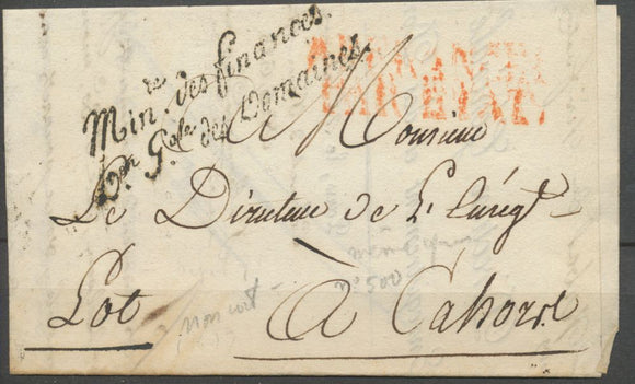 1826 Lettre Franchise Ministère des Finances Don Gale des Domaines P3124