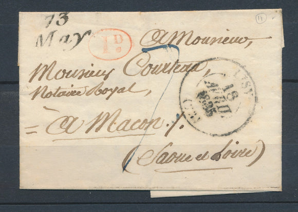 1835 Lettre Cursive 73 May + CAD T13 LISY SEINE&MARNE(73) SUP. P3208