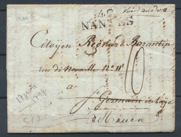 1799 Lettre DEBOURSE DEB.DE StGn St germain SEINE&OISE(72) P3339