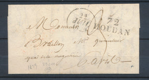 1829 Lettre MARQUE LINEAIRE 72 HOUDAN 29x11 SEINE & OISE (72) SUP. P3351