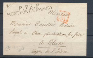 1828 Lettre MARQUE LINEAIRE P72P MONTFORT-L'AMAURY SEINE & OISE (72) SUP. P3366