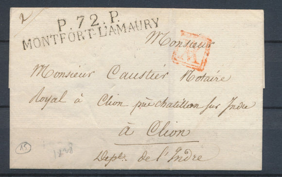 1828 Lettre MARQUE LINEAIRE P72P MONTFORT-L'AMAURY SEINE & OISE (72) SUP. P3366