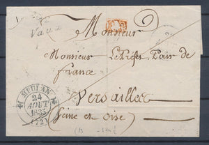 1835 Lettre Cursive 72 Vaux en PP + CAD T12 MEULAN SEINE&OISE(72) P3382