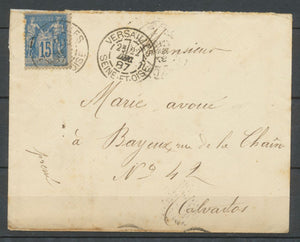 1887 Lettre à 15 cts CAD T17b anneau central en pointillés P3607