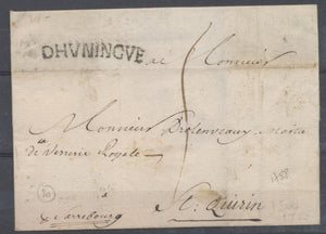 1758 lettre avec Marque DHUNINGUE dépt 66 HAUT RHIN Superbe Indice 20 P3676