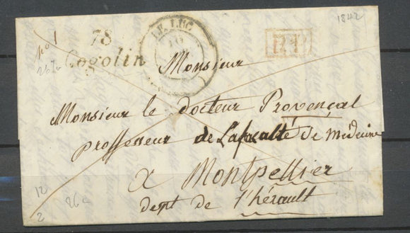 1842 Lettre Cursive 78 Cogolin (26mm) + CAD T14 LE LUC +PP 78 VAR Superbe P3682
