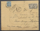 1884 Env. taxes N°14 et 19 obl Triangle + N°90 15c bleu Obl Autun signé P3721