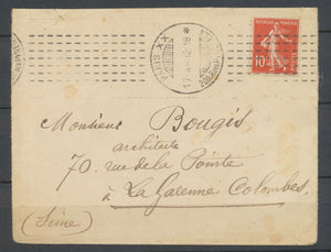 1912 Lettre Obl MACHINE CHAMBON 200 Rue des Pyrénées avec N°138 TB. P3742