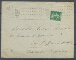 1912 Lettre Obl MACHINE CHAMBON Rue BLEUE avec N°137 TB. P3746