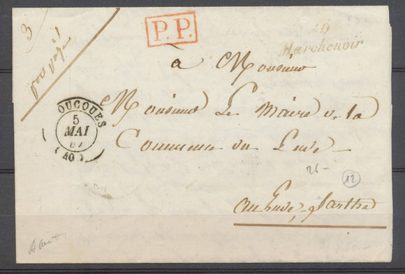 1847 Lettre Cursive 40 Marchenoir 26mm + PP+ CAD T15 Oucques Signée P3824