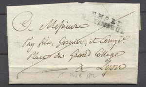 1818 Lettre Marque linéaire en port payé PN°1P MEXIMIEUX 35x7mm AIN TB P3855