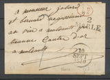 1830 Lettre Marque linéaire 2 MARLE AISNE + 1d Rouge, association rare. P3886