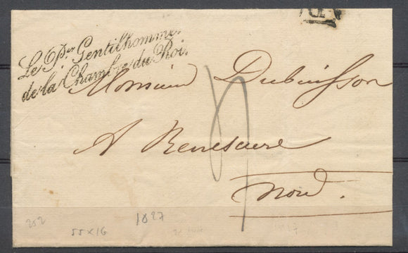 1827 Lettre Marque de Franchise Le Ier Gentilhomme de la Chambre du R O I P3902