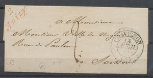 1835 Lettre Cursive 2 Anizy Rouge +CAD T13 CHAVIGNON (2) AISNE P3911