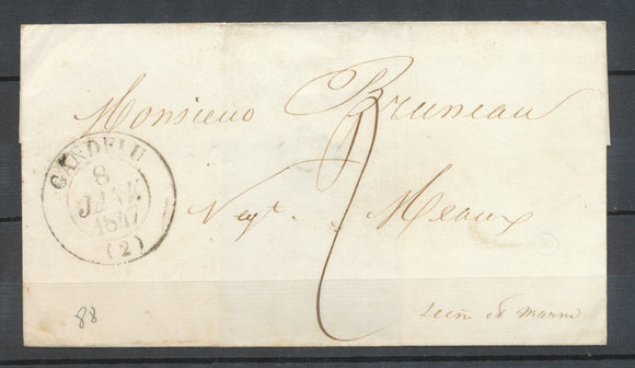 1847 Lettre oblitérée CAD T13 GANDELU AISNE (2) SUP. P3934