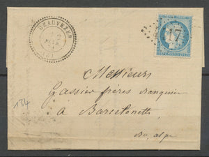 1872 Lettre N°60 Obl. GC4417 CAD T22 perlé Beauvezer HAUTES-ALPES(4) SUP P3959