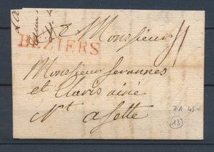 1783 Lettre Marque Lenain N°7A BEZIERS Rouge HERAULT(33) SUP. P4041