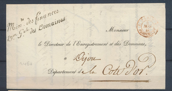 1848 Lettre en Franchise Griffe Minre des Finances Don Gale des Domaines P4078