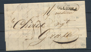 1827 Lettre Marque linéaire 78 OLLIOULE 31x10mm VAR(78) TB. P4125