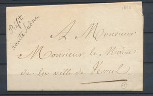 1828 Lettre en franchise avec Griffe Préfet Préfet HAUTE SAÔNE (69) P4221