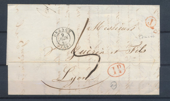 1846 Lettre CAD T15 ORANGE + BR J rouge : CAMARET VAUCLUSE (86) Sup. P4246