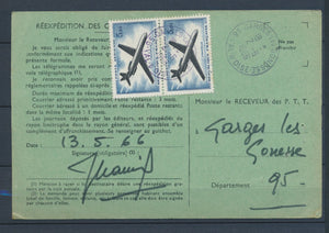 1966 carte Ordre de réexpédition des correspondances tarif à 10F 2*PA N°40 P4313