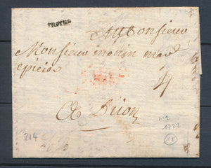 1722 Lettre Marque linéaire TROYES Lenain N°2 AUBE (9) Superbe. P4341