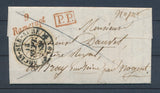 1838 Lettre cursive 9/Ramerupt 26mm ROUGE + T13 Arcis-Sur-Aube AUBE (9) P4354
