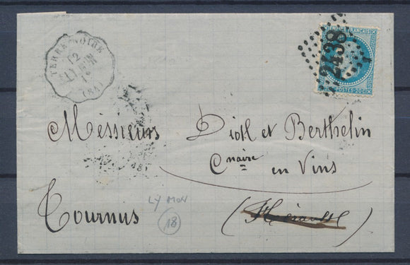 1871 Lettre N°29 obl GC2438 + Convoyeur Station Terre-Noire LY.MON LOIRE P4360