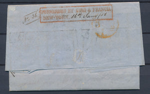 1856 Lettre au dos Forwarded by giro de Francia/New york Type rare P4366