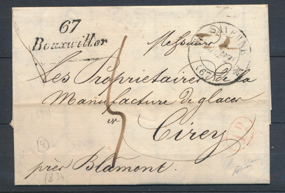 1834 Lettre cursive 67 Bouxwiller 35mm + CAD T12 SAVERNE BAS-RHIN(67) P4408