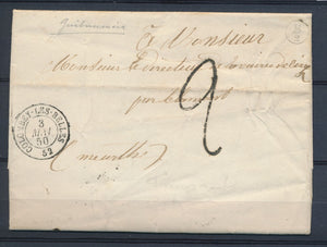 1850 Lettre Obl T15 Colombey les Belles + BR B GUIBAUMEIX MEURTHE (52) P4440