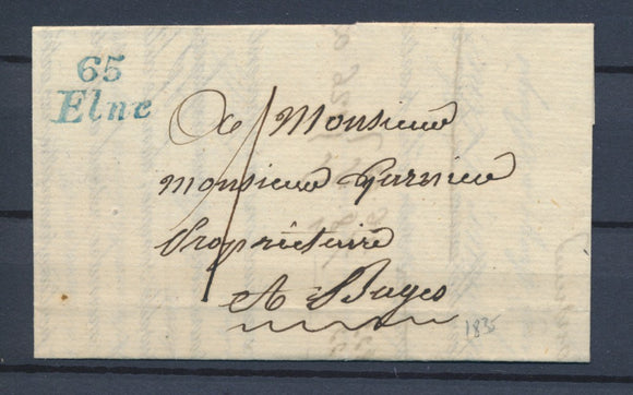 1835 Lettre Cursive 65 Elne en bleu Superbe PYRENEES ORIENTALES (65) P4462