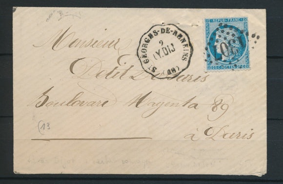 1873 Lettre N°60 obl Conv. Station St-Georges-de-Reneins RHONE (68) P4467