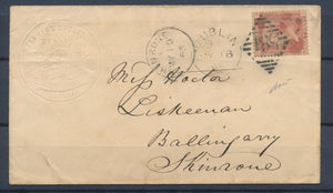 1865 Angleterre Enveloppe avec tp GB N°26 obl DUBLIN ET SHINRONE P4505