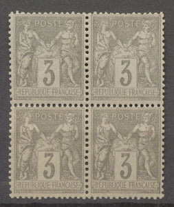 Timbre Sage N°87 3c gris Bloc de 4 Neuf * et **. TB. P4631