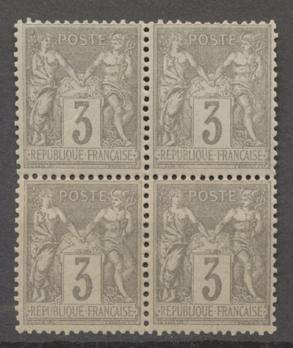 Timbre Sage N°87 3c gris Bloc de 4 Neuf * et **. TB. P4631