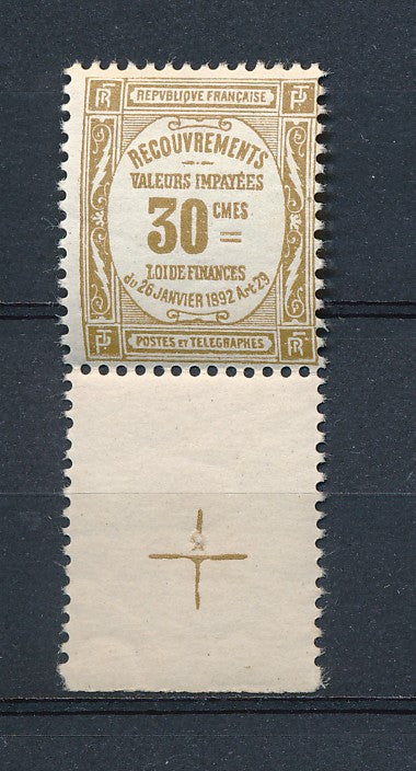 Timbre Taxe N°46 20c bistre BDF avec repère. Neuf luxe **. P4690