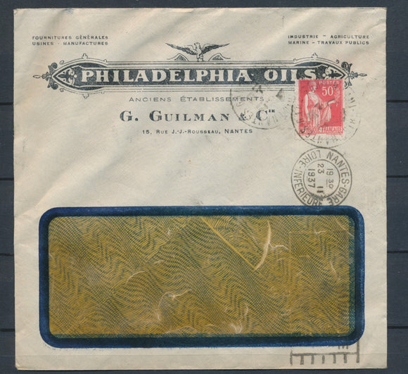 1937 Enveloppe illustrée PHILADELPHIA OIL Ex GUILMAN & cie P4834