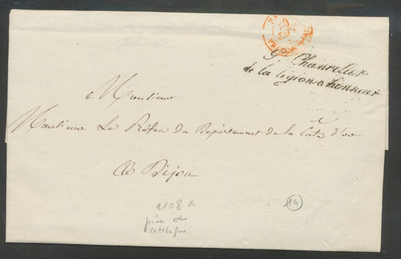 1842 Lettre Marque Grand Chancelier de la Légion D'Honneur CAD Paris Rge P503