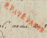 1807 Lettre Griffe P.PAYE PARIS , Vérif. du Port + cachet ovale corr. RR P508