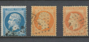 Classique N°22 20c  bleu , N°23, N°31 40c orange Oblitérés ANCRE TB. P5096