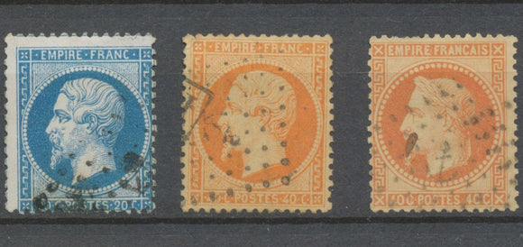 Classique N°22 20c  bleu , N°23, N°31 40c orange Oblitérés ANCRE TB. P5096