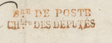1846 Lettre en Port Payé + dos Bau DE POSTE CHbre DES DEPUTES + CAD Bleu P510
