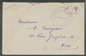 Enveloppe Franchise Militaire Cachet Camp de Carpiagne - Le Commandant TB P517