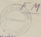 Enveloppe Franchise Militaire Cachet Camp de Carpiagne - Le Commandant TB P517