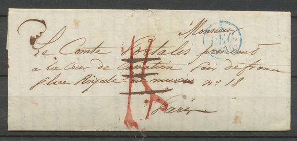1836 Lettre Franchise Taxé puis 